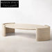 Modern Wabi-Sabi Style Natural Travertine Marble Oval Living Room Coffee Table