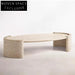 Modern Wabi-Sabi Style Natural Travertine Marble Oval Living Room Coffee Table