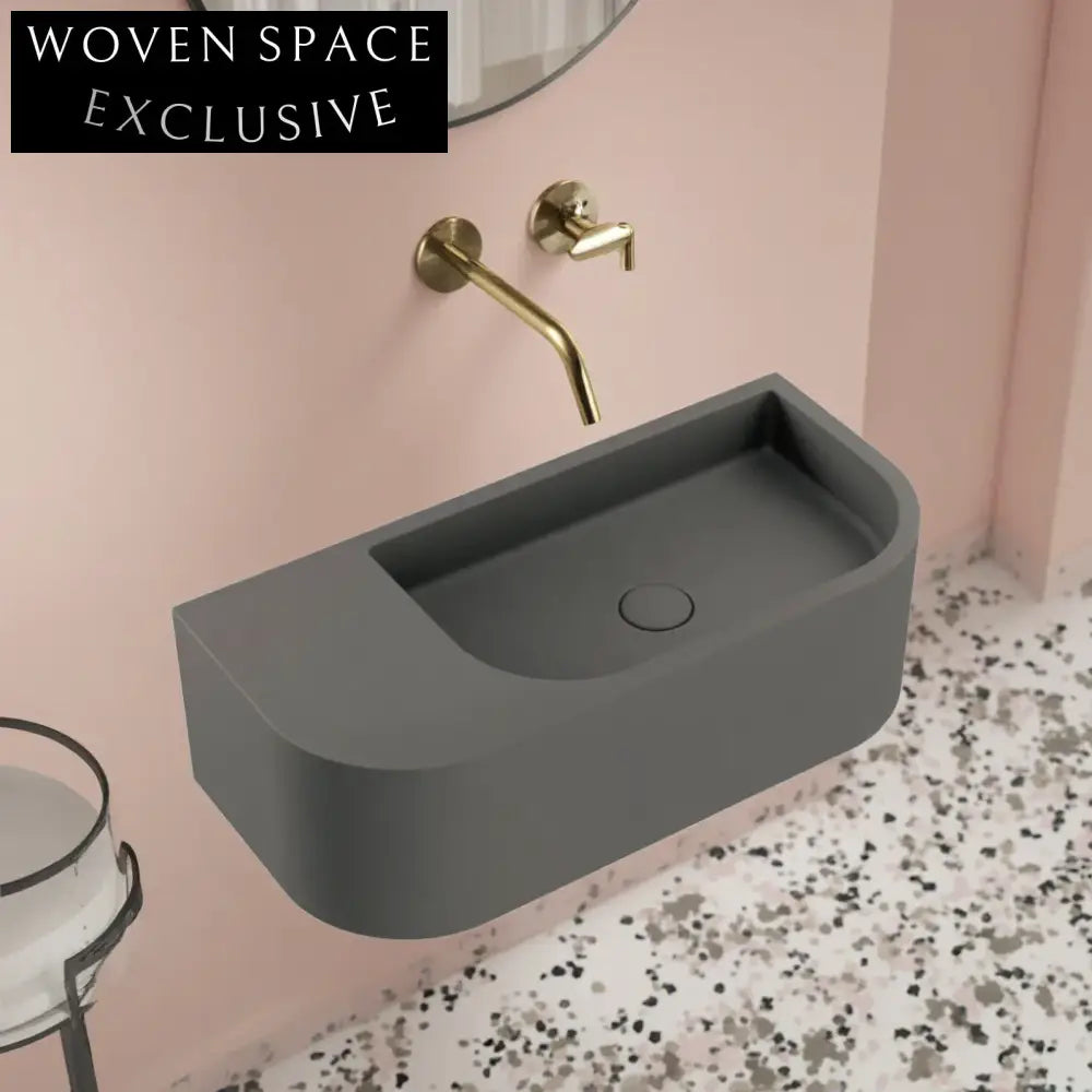 Modern Wall Hung Artificial Stone Bathroom Sink Basin with Integrated Countertop