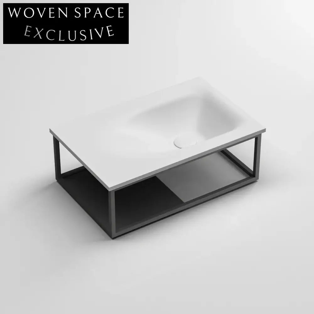 Modern Wall-Hung Artificial Stone Resin Rectangular Bathroom Vanity Sink Basin