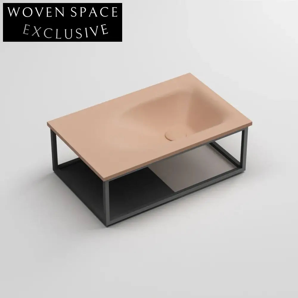 Modern Wall-Hung Artificial Stone Resin Rectangular Bathroom Vanity Sink Basin