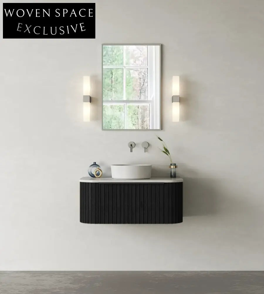 Modern Wall-Hung Bathroom Vanity with Ceramic Sink & Quartz Top, Wood Finish