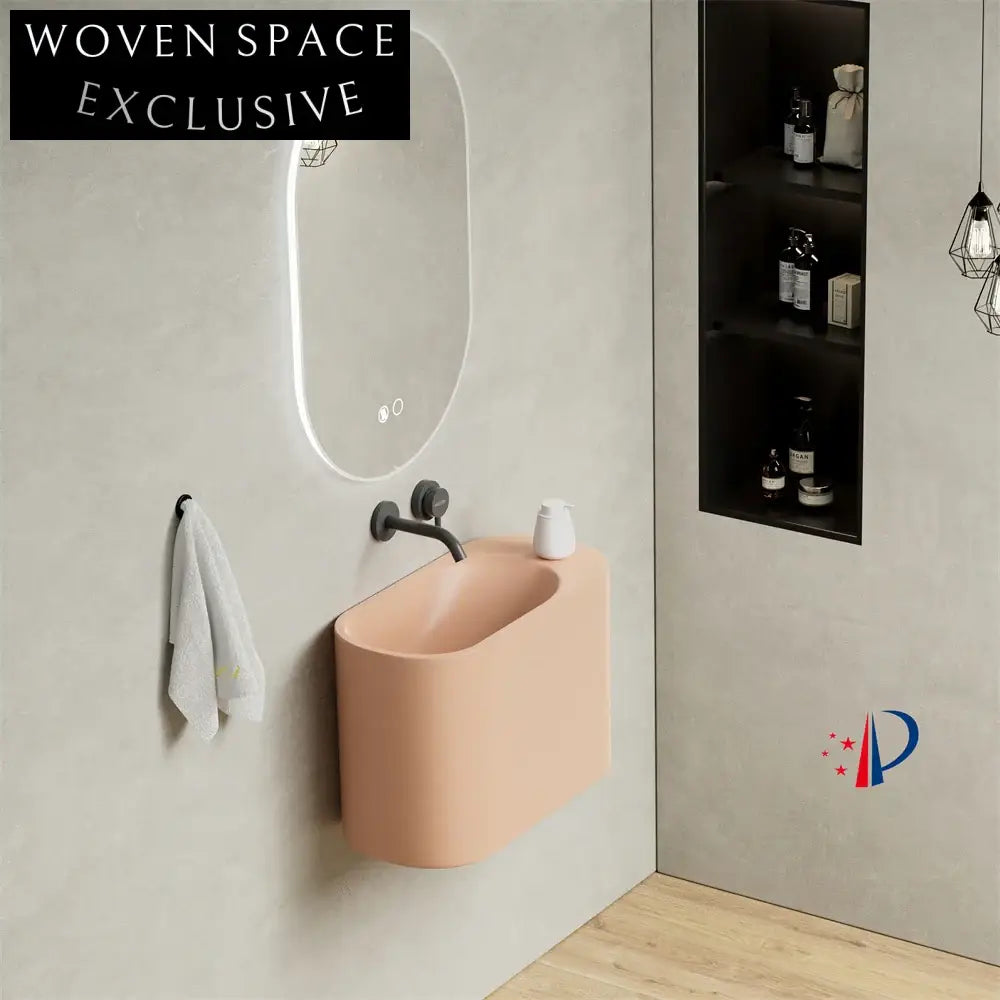 Modern Wall Hung Bathroom Wash Basin, Solid Surface Stone, Italy Design