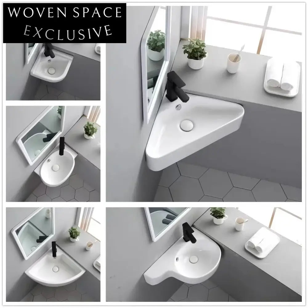 Modern Wall-Hung Ceramic Bathroom Sink Basin - Space-Saving Vessel Design