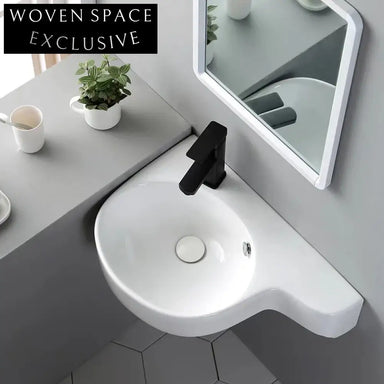 Modern Wall-Hung Ceramic Bathroom Sink Basin - Space-Saving Vessel Design