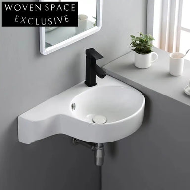 Modern Wall-Hung Ceramic Bathroom Sink Basin - Space-Saving Vessel Design