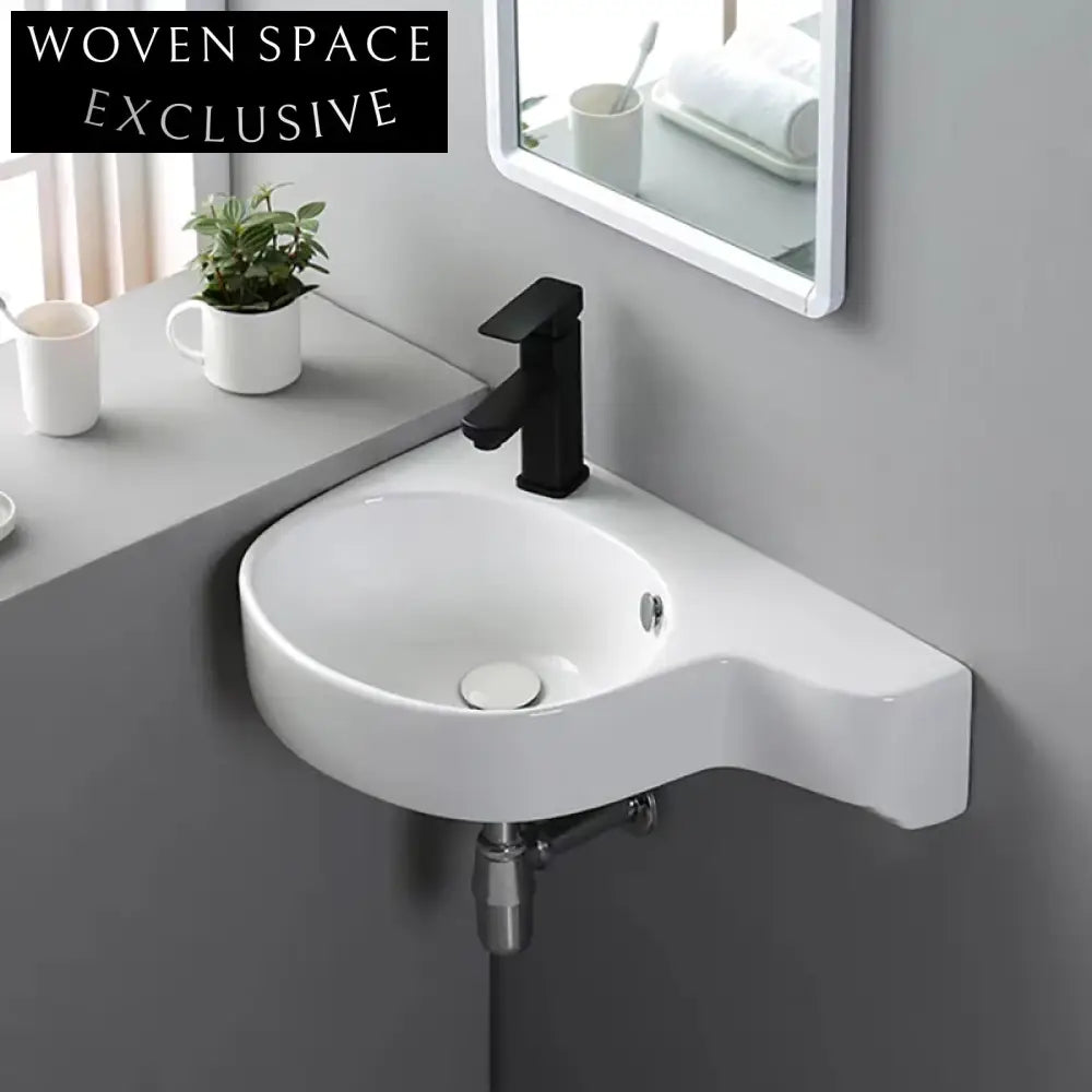 Modern Wall-Hung Ceramic Bathroom Sink Basin - Space-Saving Vessel Design
