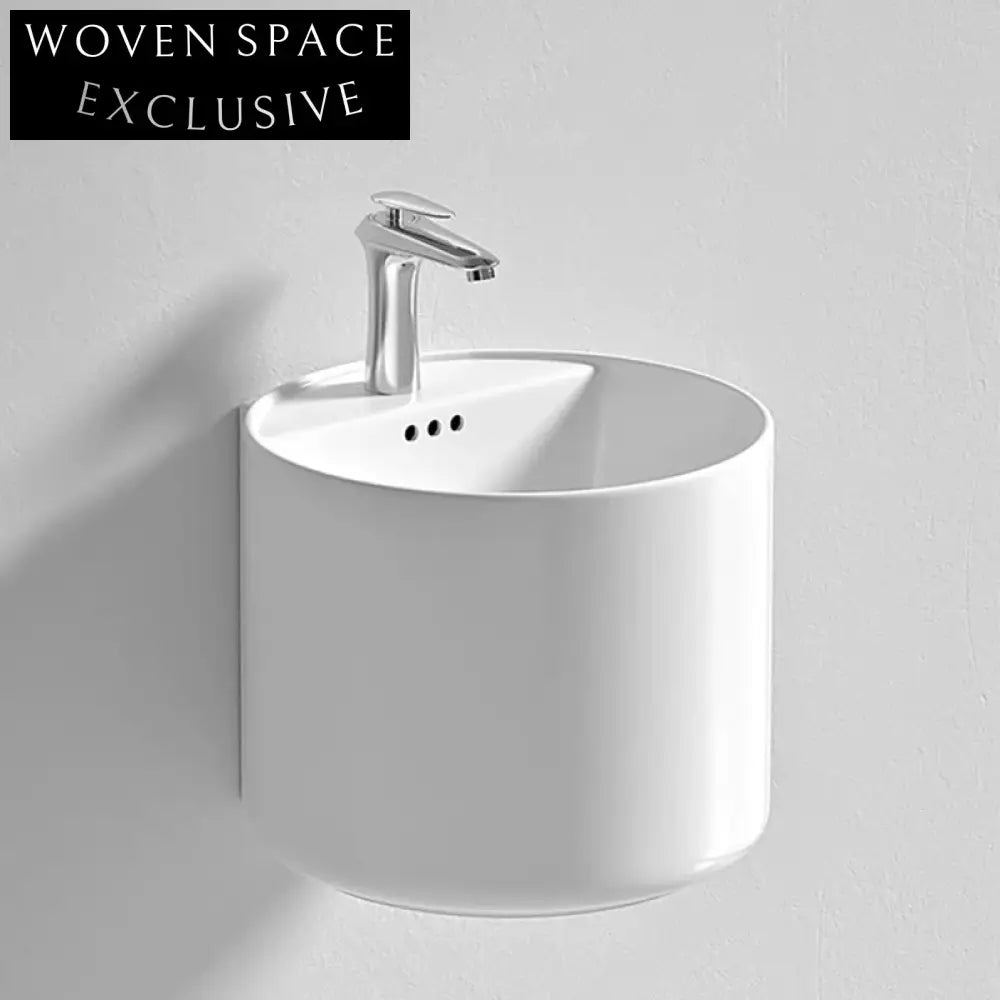 Modern Wall-Hung Ceramic Bathroom Vanity Sink with Single Faucet Hole