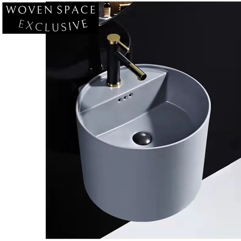 Modern Wall-Hung Ceramic Bathroom Vanity Sink with Single Faucet Hole