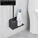 Modern Wall Mount Square Toilet Brush Holder for Elegant Bathroom Cleaning Tool