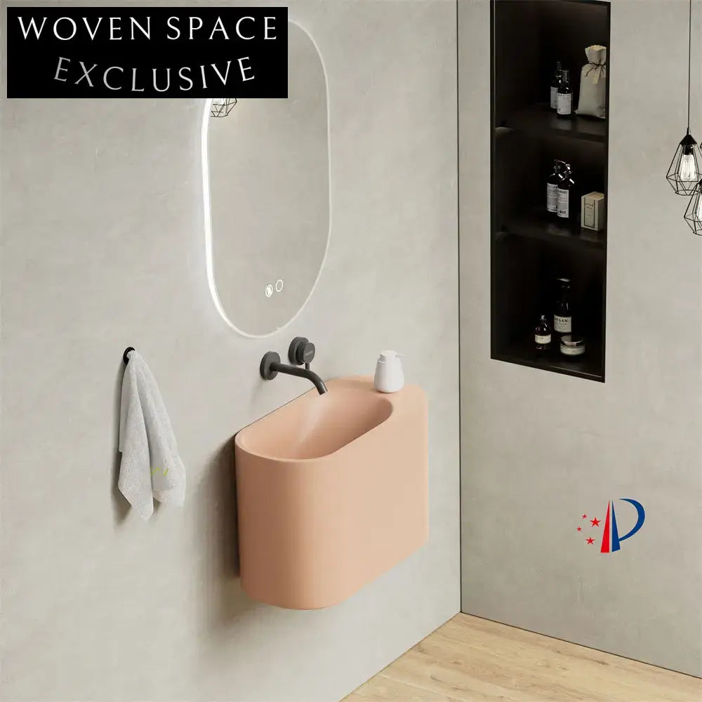 Modern Wall-Mounted Artificial Stone Bathroom Vanity Sink Basin, Solid Surface Design
