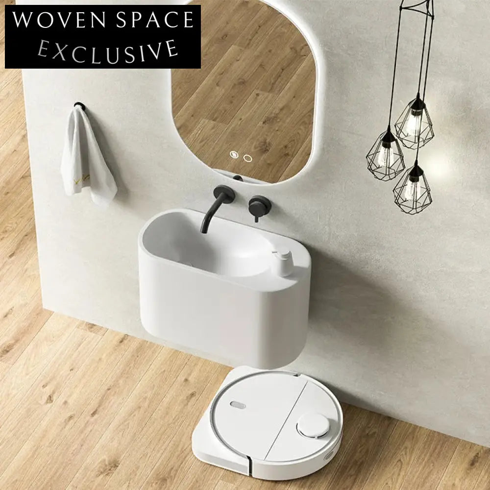 Modern Wall-Mounted Bathroom Sink: Durable Artificial Stone, Compact Oval Sink