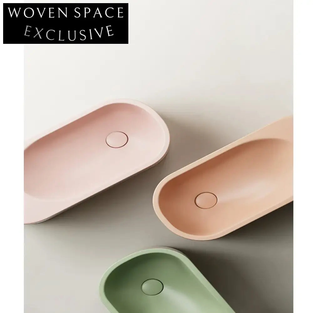 Modern Wall-Mounted Bathroom Sink: Durable Artificial Stone, Compact Oval Sink