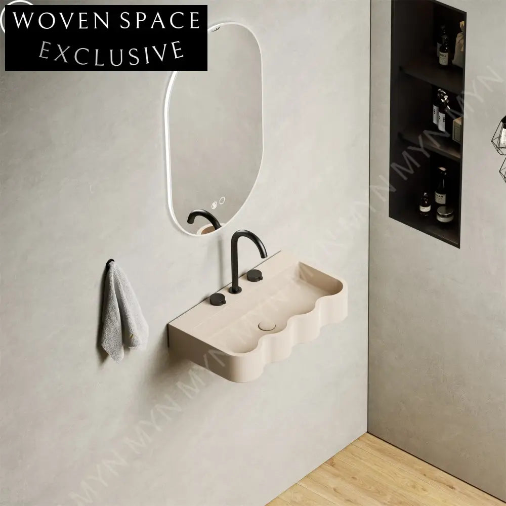 Modern Wall-Mounted Bathroom Sink: Durable Artificial Stone, Space-Saving Basin