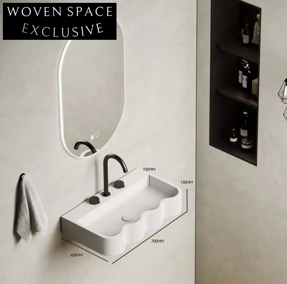 Modern Wall-Mounted Bathroom Sink: Durable Artificial Stone, Space-Saving Basin