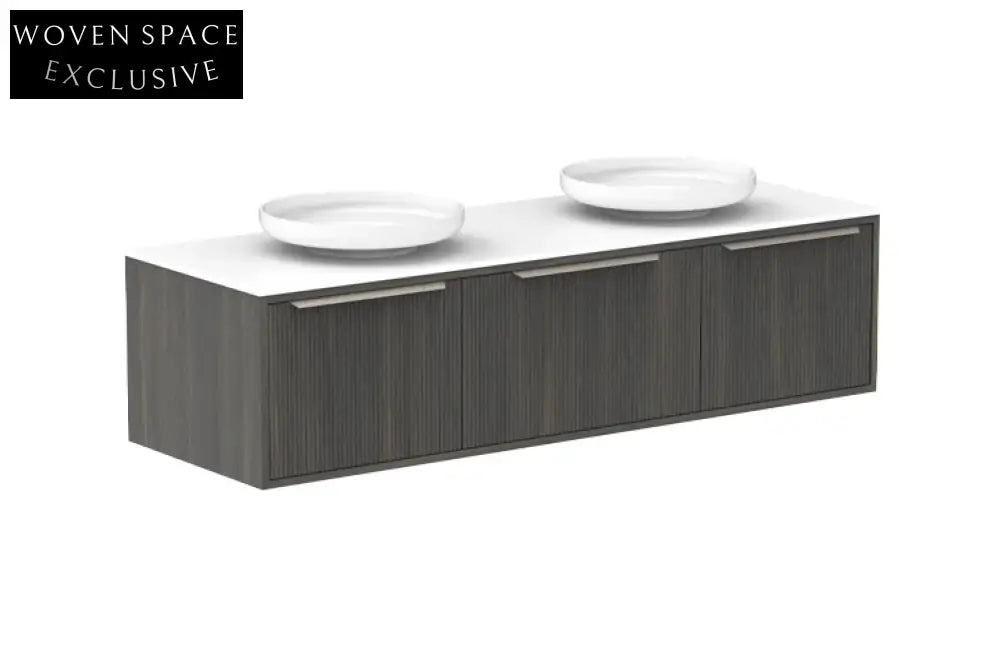 Modern Wall Mounted Bathroom Vanity, Wood Finish, Soft-Close Drawers, 58-Inch