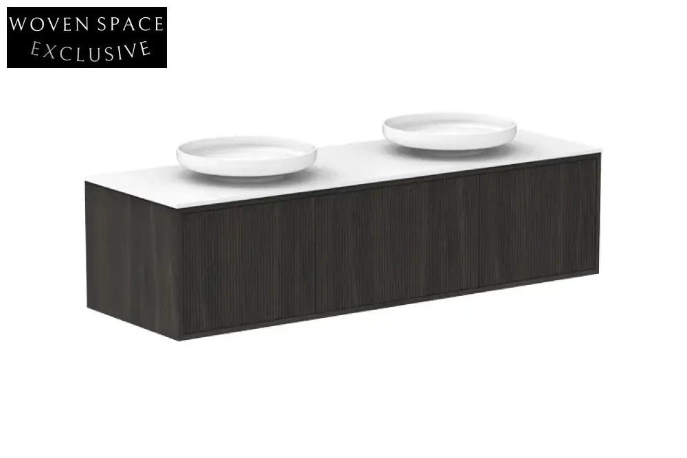 Modern Wall Mounted Bathroom Vanity, Wood Finish, Soft-Close Drawers, 58-Inch