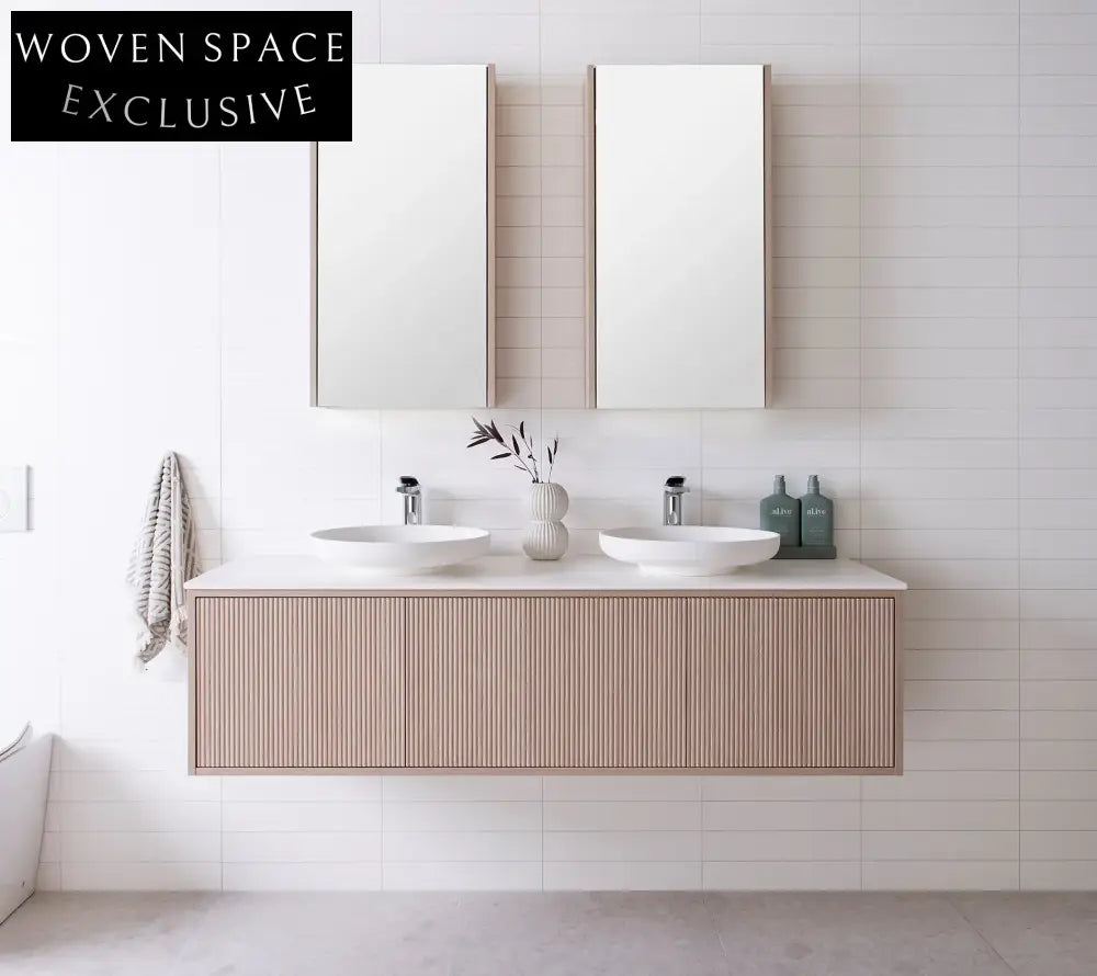 Modern Wall Mounted Bathroom Vanity, Wood Finish, Soft-Close Drawers, 58-Inch