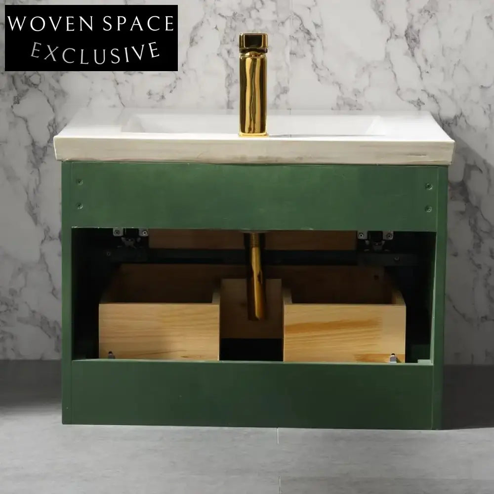 Modern Wall-Mounted Plywood Bathroom Vanity with Integrated Sink Base