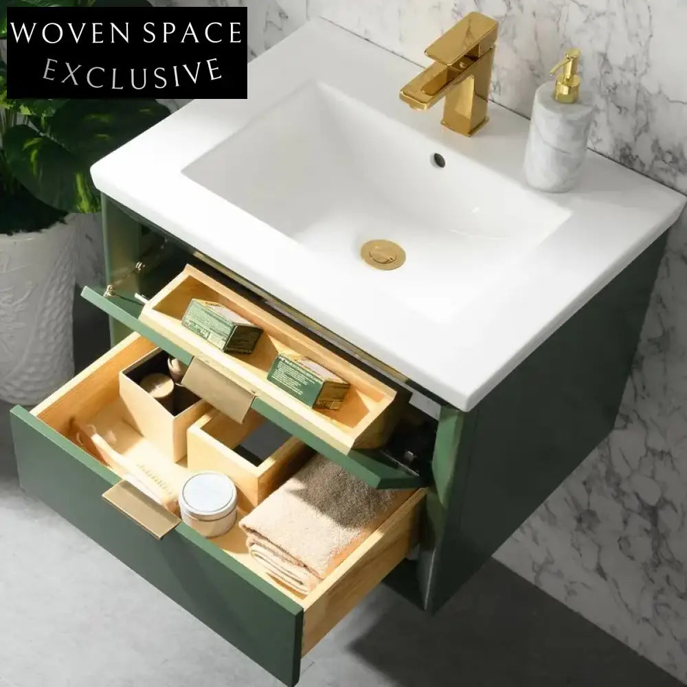 Modern Wall-Mounted Plywood Bathroom Vanity with Integrated Sink Base