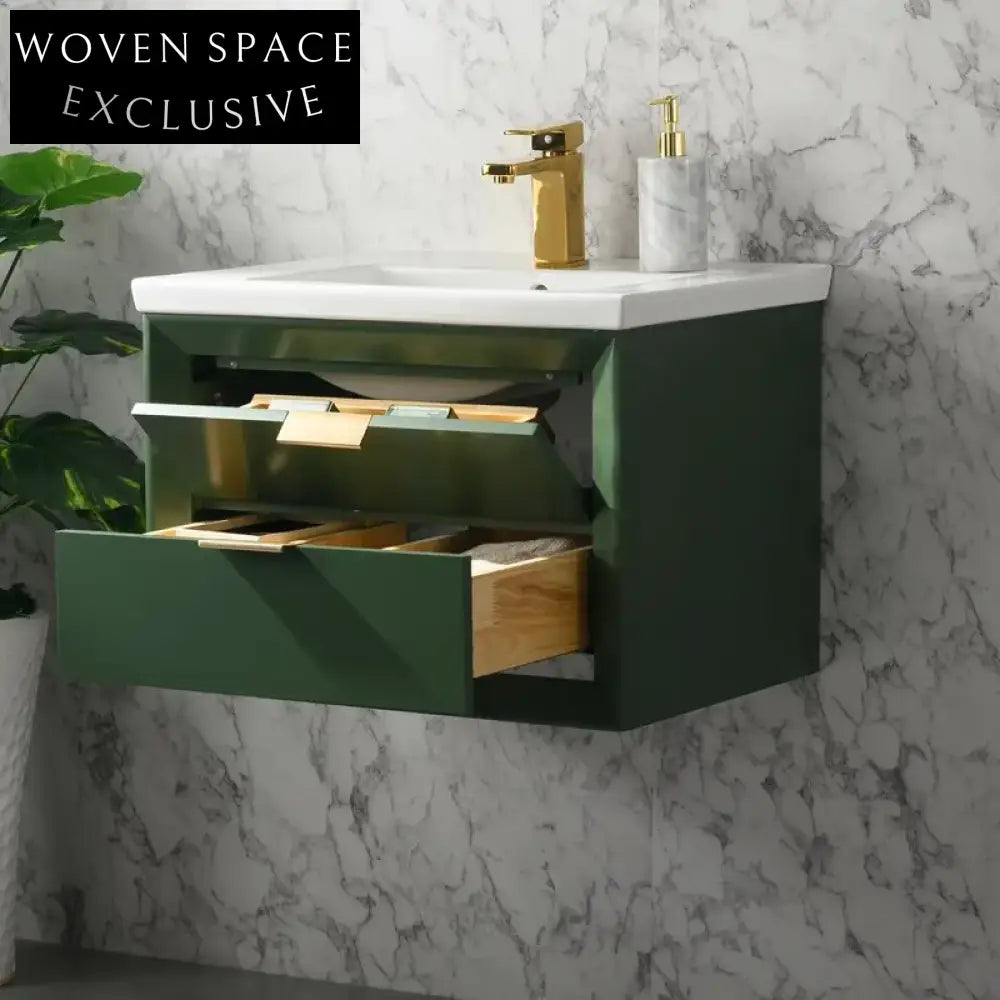 Modern Wall-Mounted Plywood Bathroom Vanity with Integrated Sink Base
