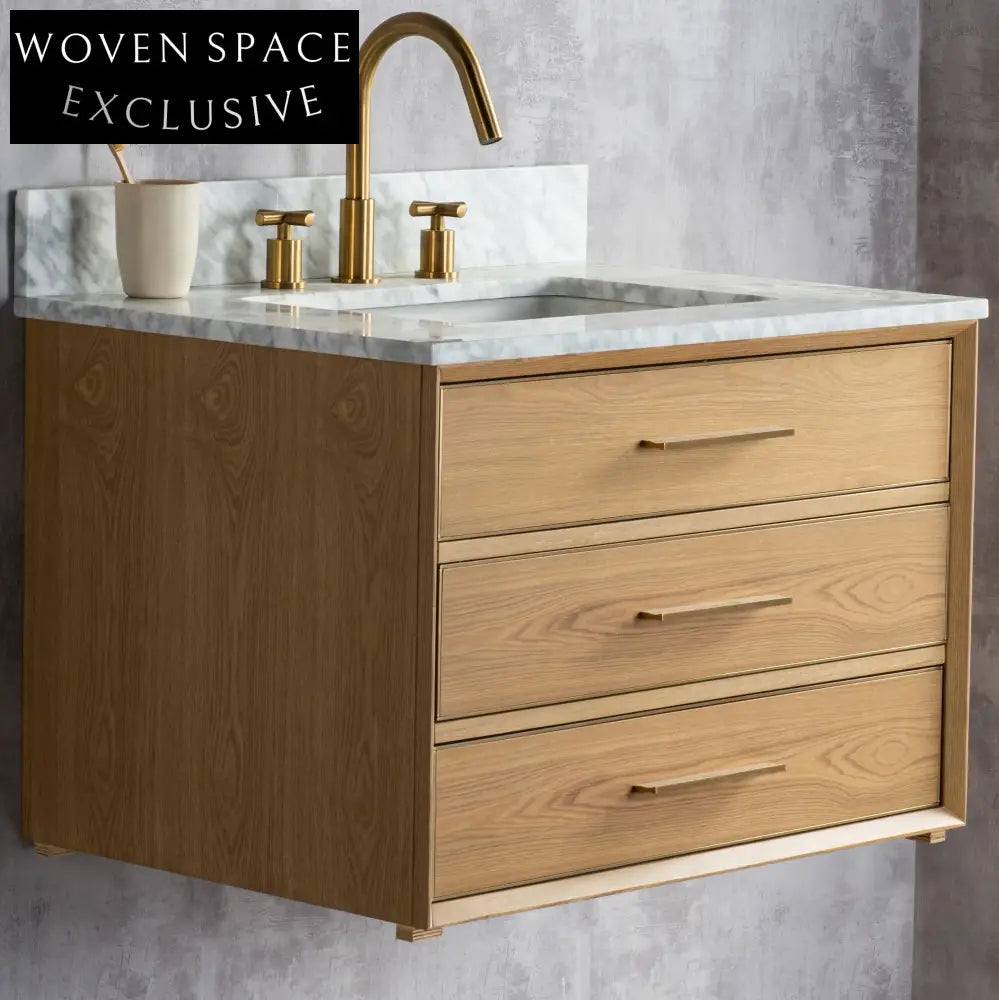 Modern Wall Mounted Single Sink Bathroom Vanity Cabinet with Soft-Close Drawers