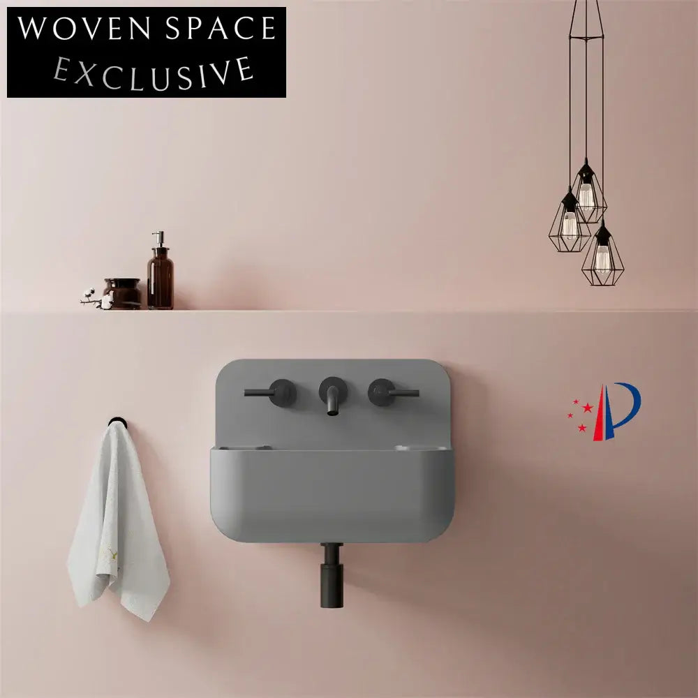Modern Wall-Mounted Solid Surface Bathroom Sink - Elegant White Rectangular Basin