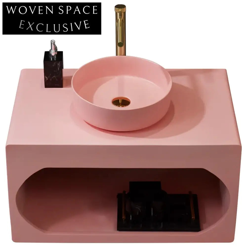 Modern Wall-Mounted Solid Surface Double Basin Bathroom Vanity with Integrated Sink