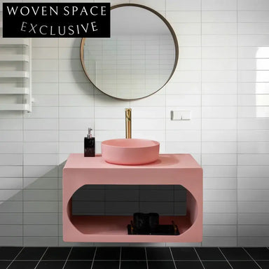 Modern Wall-Mounted Solid Surface Double Basin Bathroom Vanity with Integrated Sink