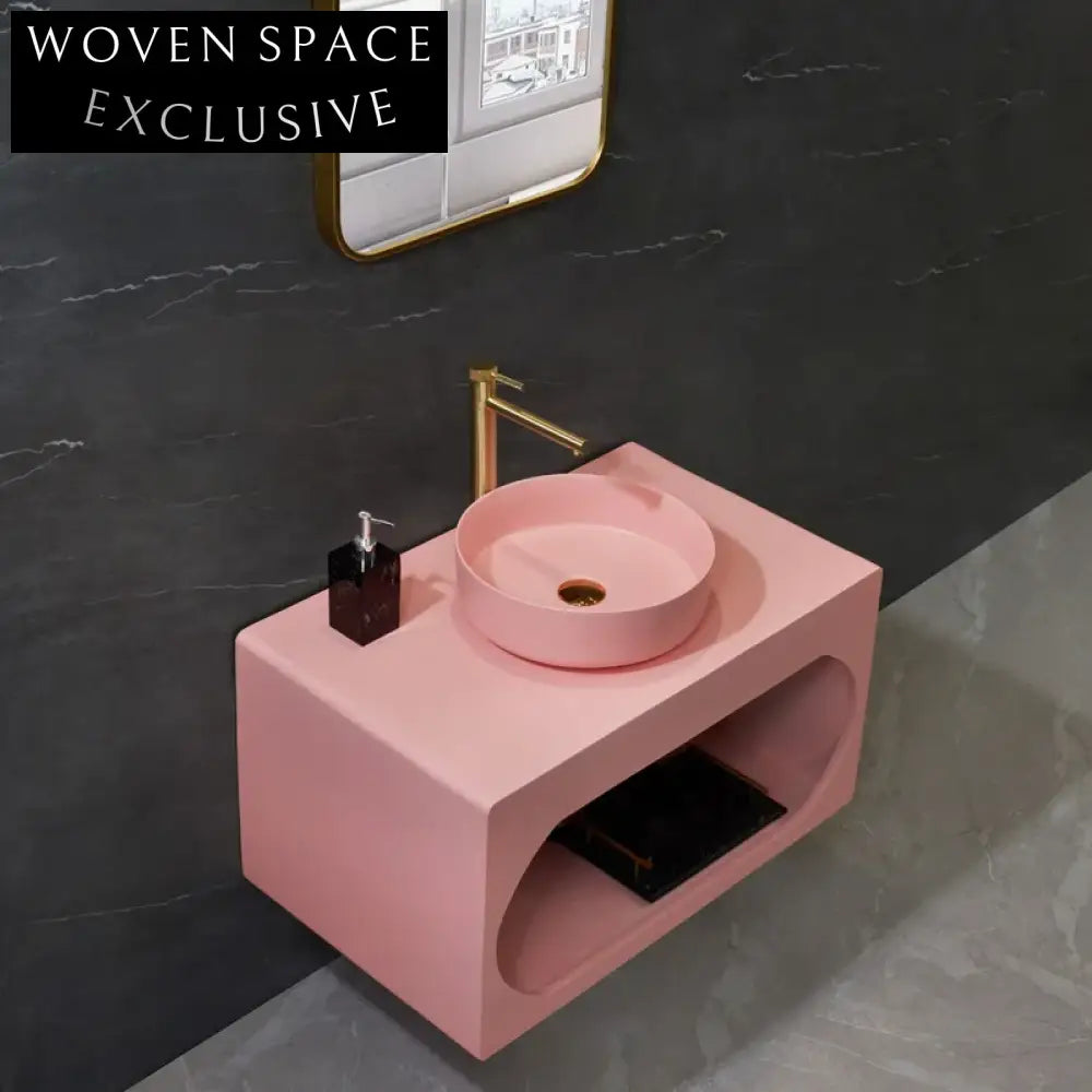 Modern Wall-Mounted Solid Surface Double Basin Bathroom Vanity with Integrated Sink