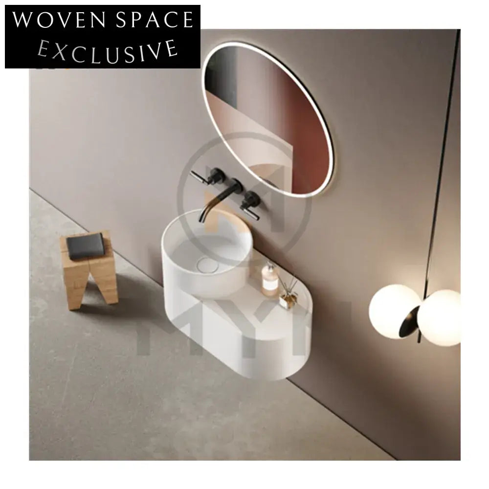 Modern Wall Mounted Solid Surface Resin Quartz Elegant Bathroom Hand Wash Basin