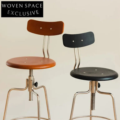 Modern Walnut Adjustable High Back Stainless Steel Frame Bar Stool