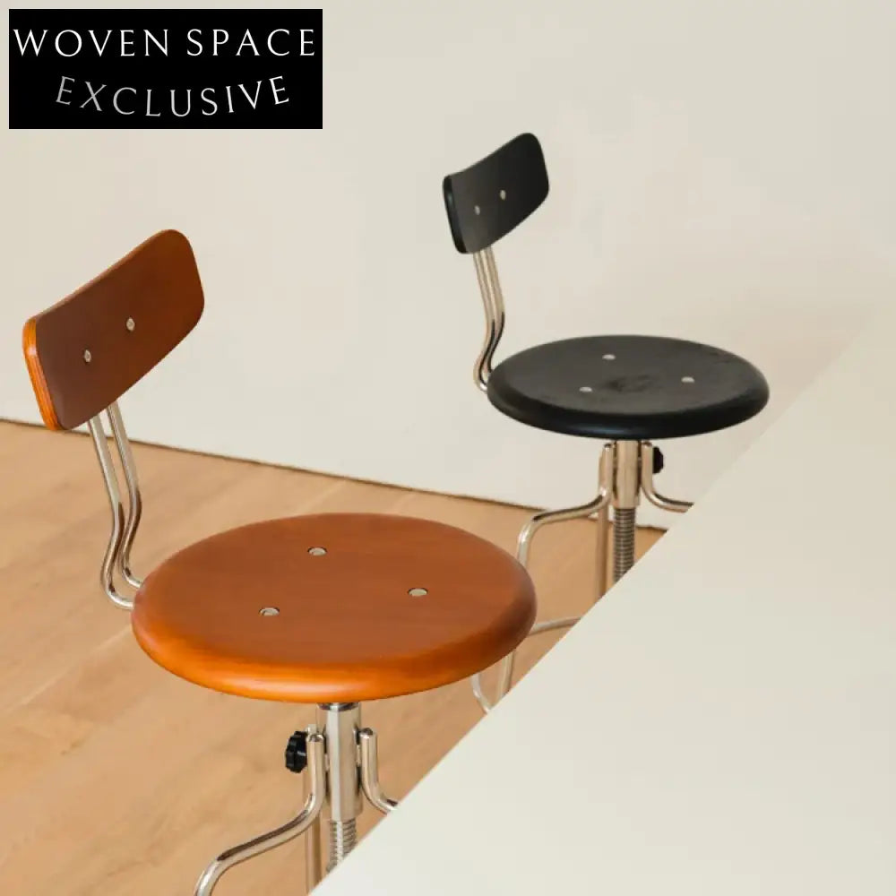 Modern Walnut Adjustable High Back Stainless Steel Frame Bar Stool