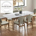 Modern Walnut Rectangle Natural Marble Top Solid Wood Dining Table