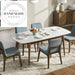 Modern Walnut Rectangle Natural Marble Top Solid Wood Dining Table