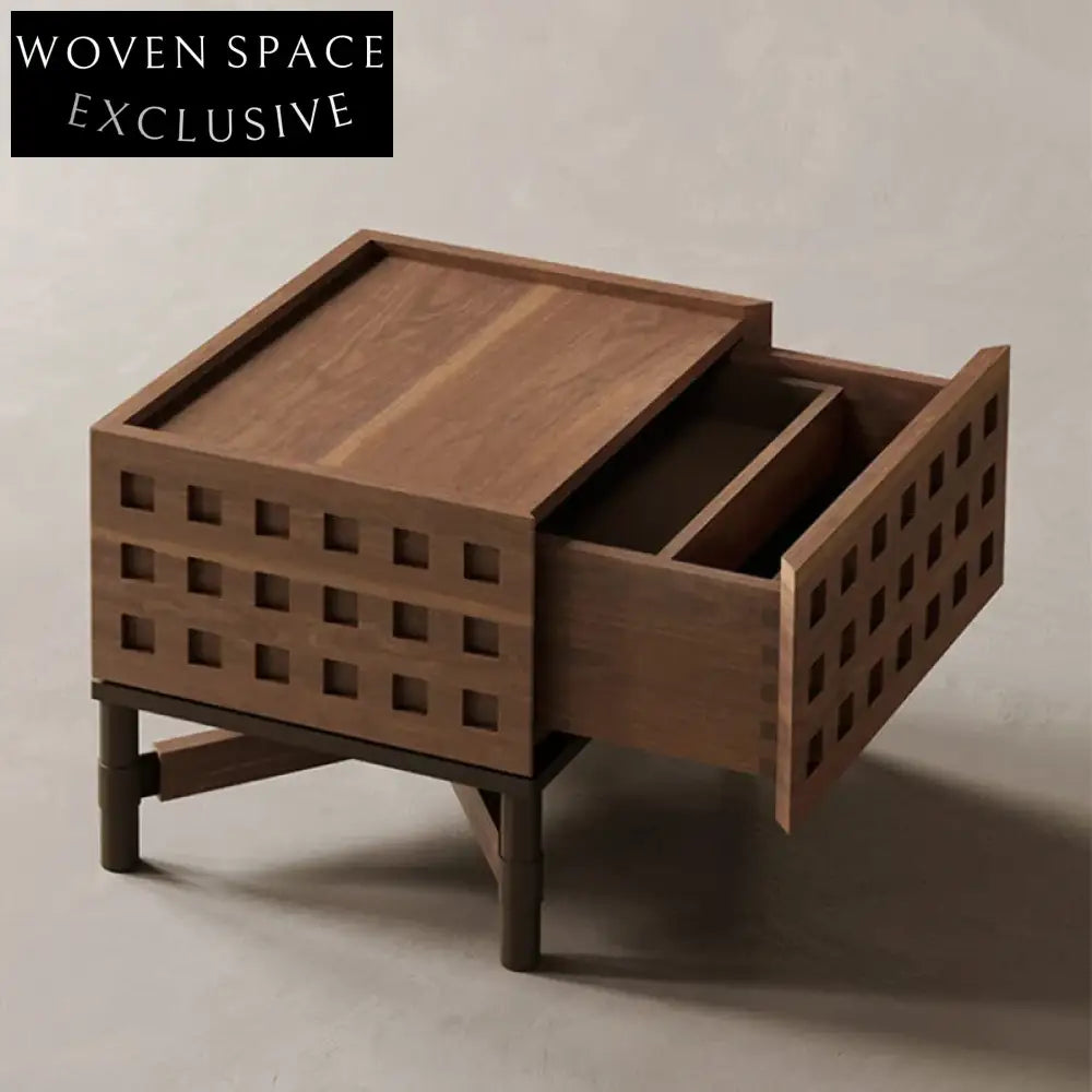 Modern Walnut Solid Wood Nightstand with Drawers for Bedroom Storage