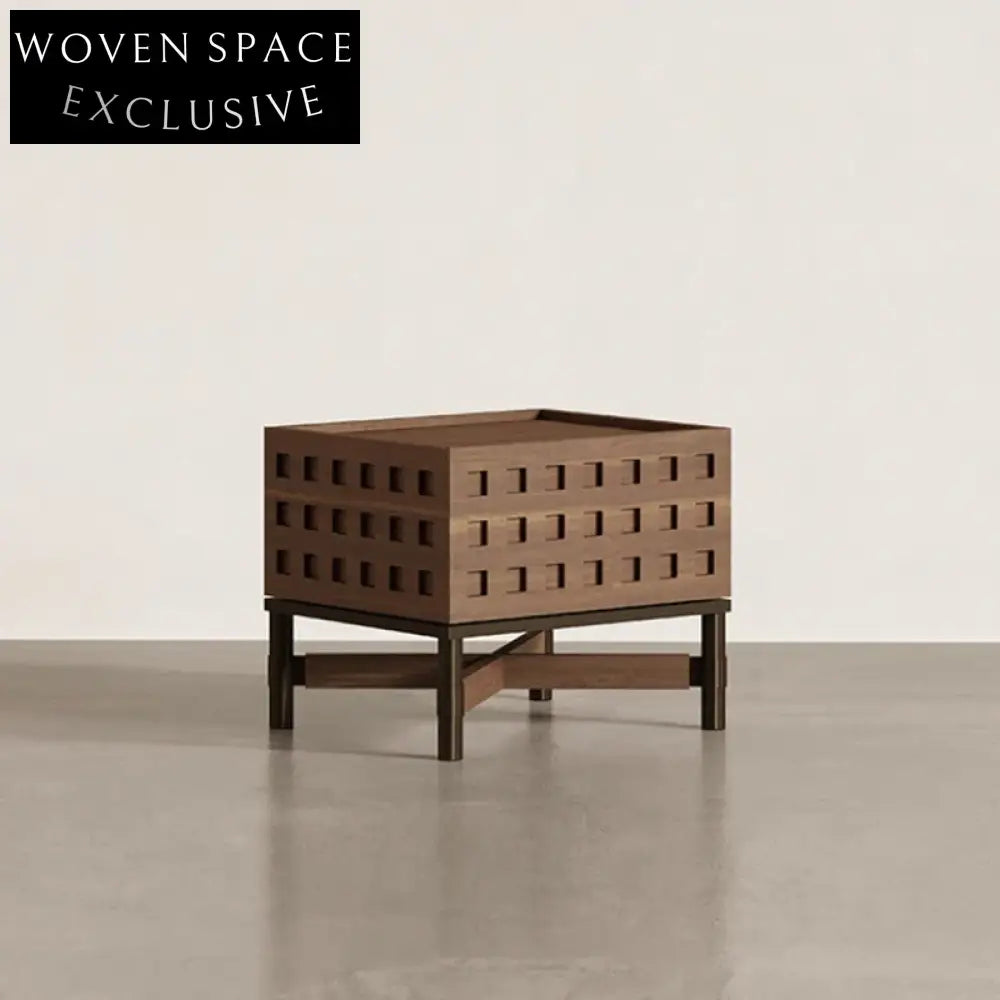 Modern Walnut Solid Wood Nightstand with Drawers for Bedroom Storage