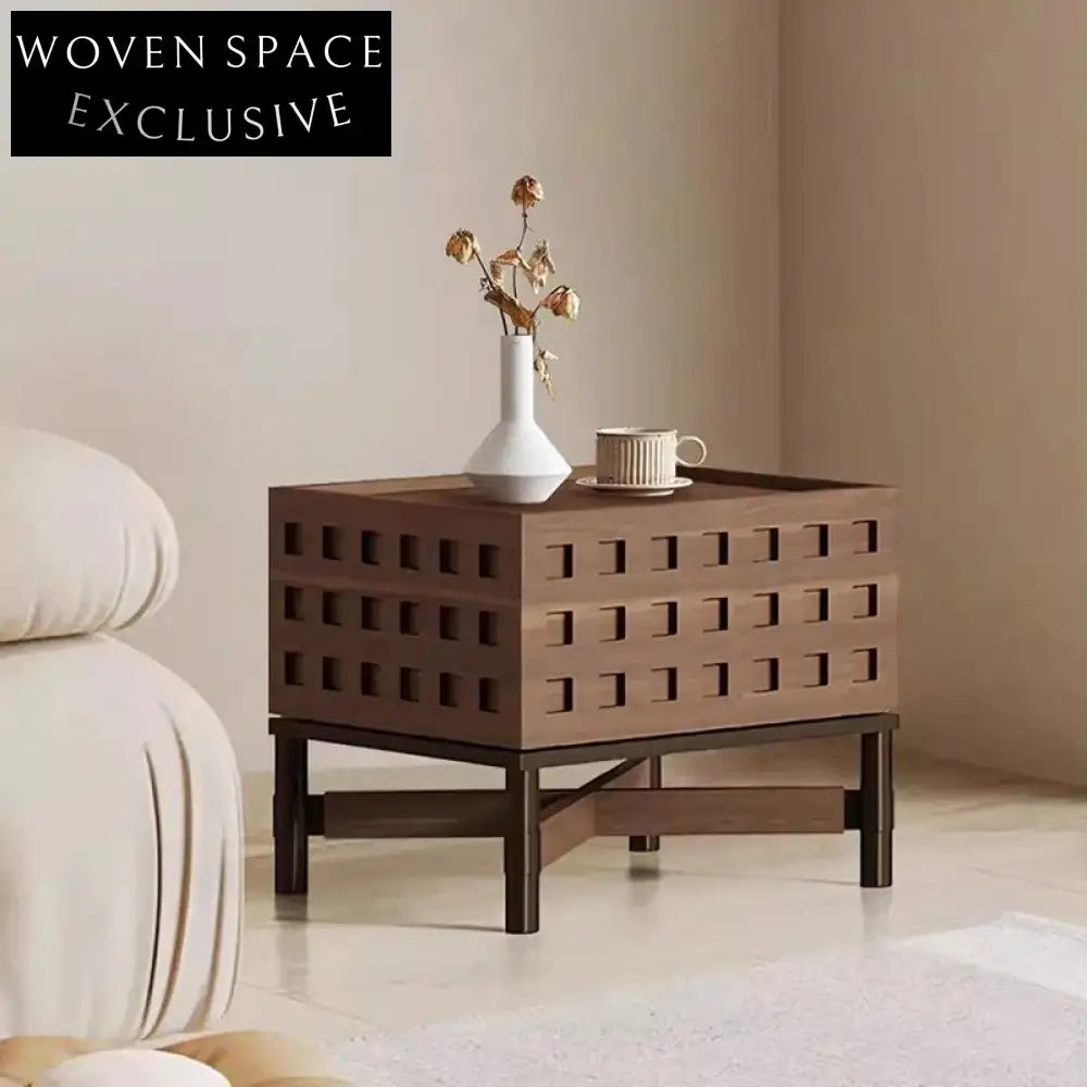 Modern Walnut Solid Wood Nightstand with Drawers for Bedroom Storage