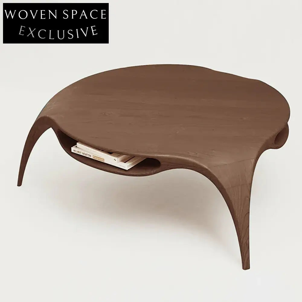 Modern Walnut Solid Wood Round Coffee Table with Three Legs for Living Room