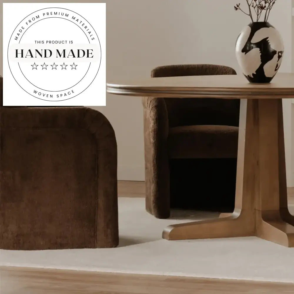 Modern Walnut Solid Wood Round Vintage 8 Seater Dining Table