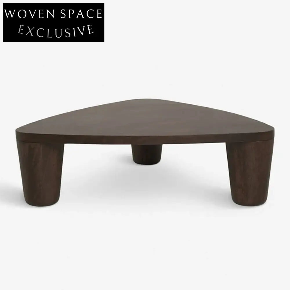 Modern Walnut Solid Wood Triangle High-Low Coffee Table Set for Living Room