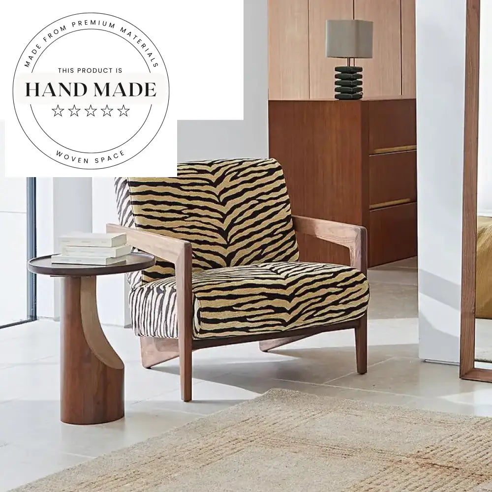 Modern Walnut Wood Fabric Upholstered Accent Leisure Chair with Recline