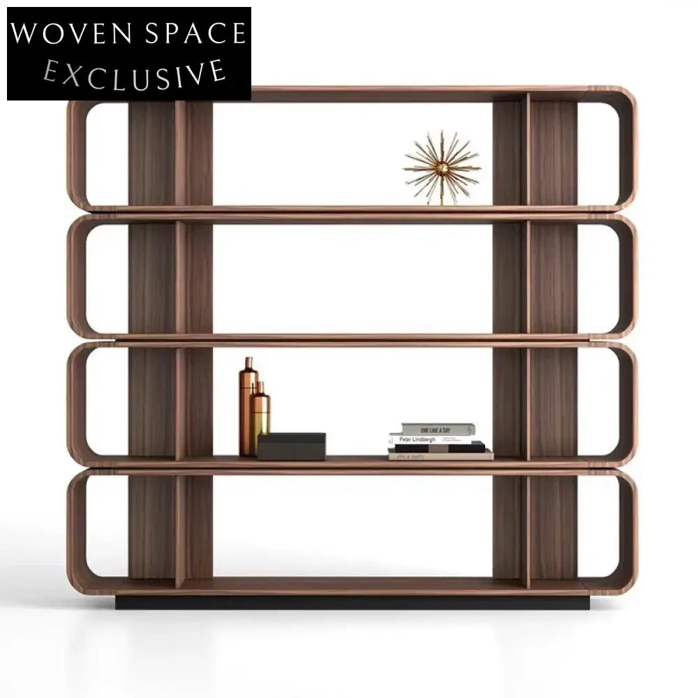 Modern Walnut Wood Floor Bookcase Side Console Cabinet for Home Display