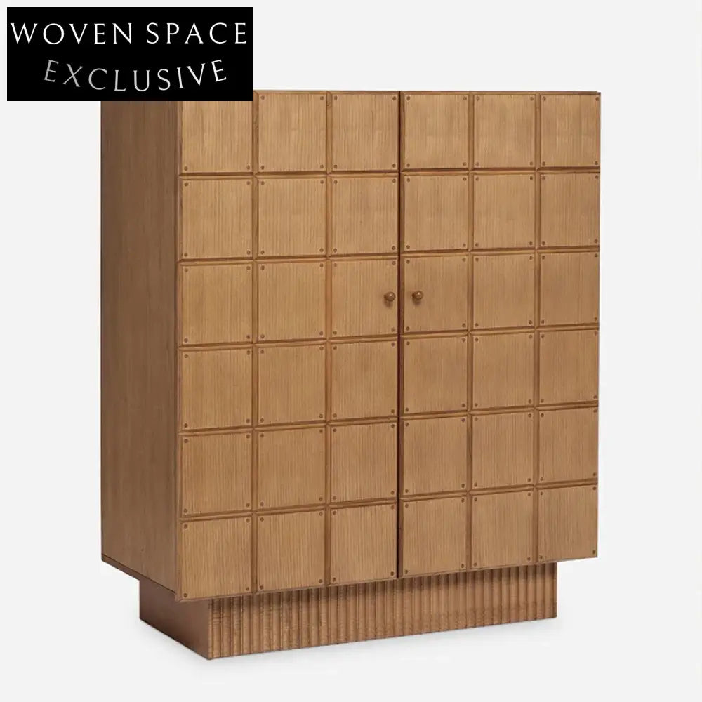 Modern Walnut Wood Sideboard Buffet with Dual Doors Storage Cabinet