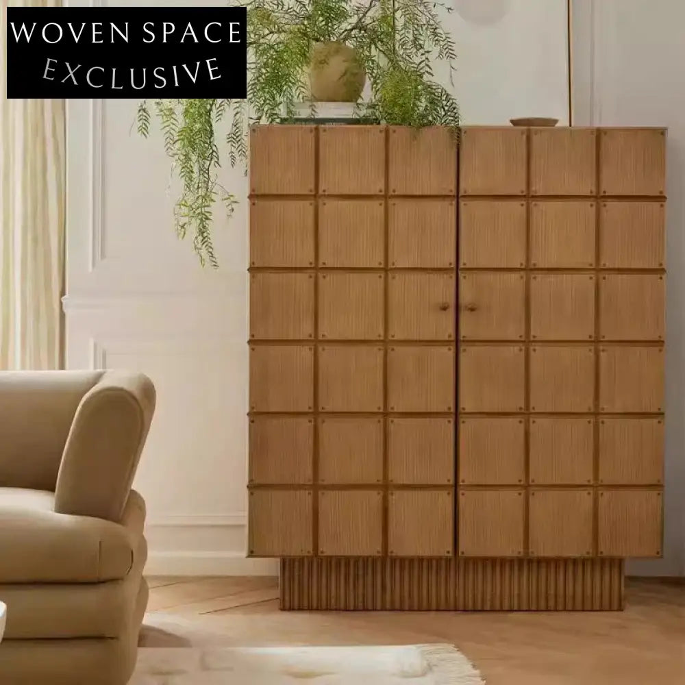 Modern Walnut Wood Sideboard Buffet with Dual Doors Storage Cabinet