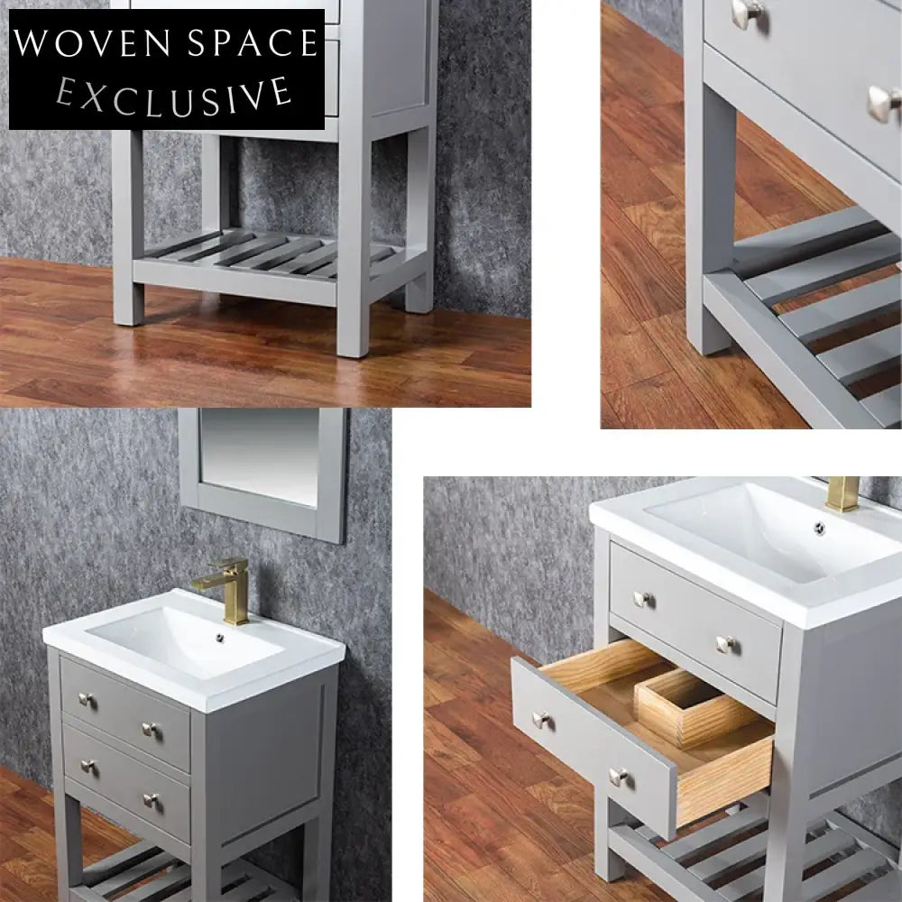 Modern Waterproof Bathroom Vanity Cabinet, Stainless Steel Melamine, Single Basin Design