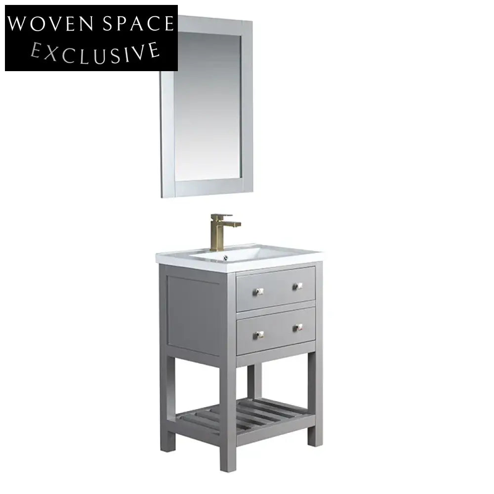 Modern Waterproof Bathroom Vanity Cabinet, Stainless Steel Melamine, Single Basin Design