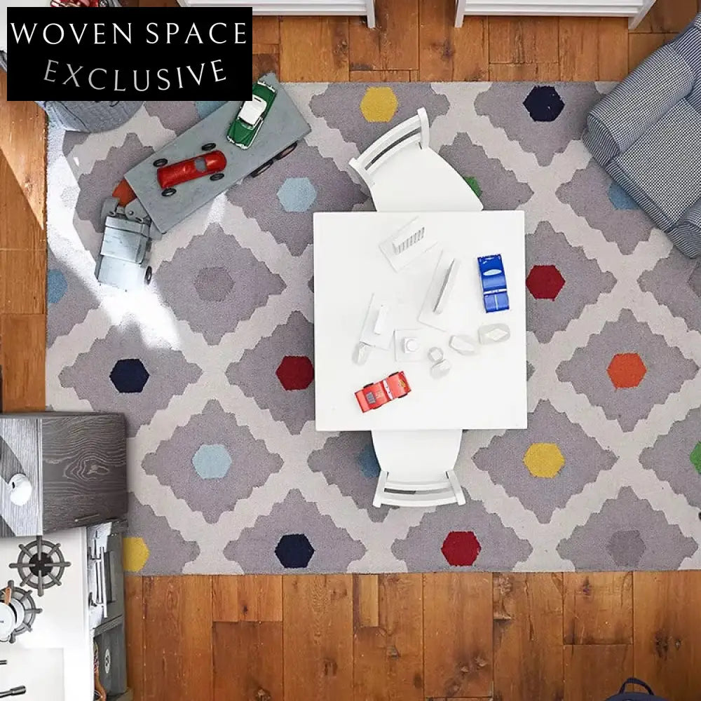 Modern Wave Dot Soft Polyester Cream Area Rug for Living Room Bedroom