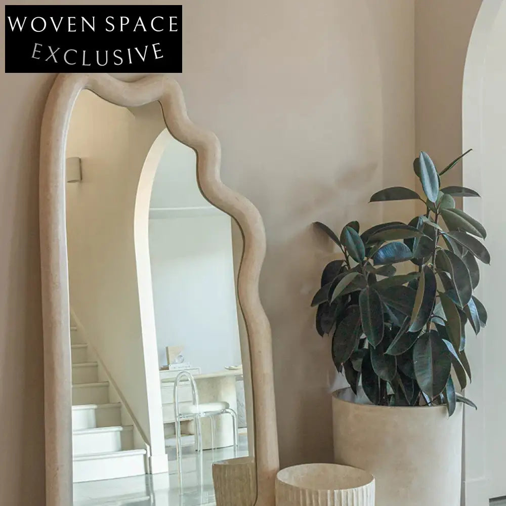 Modern Wave Full Length Standing Dressing Mirror with Plastic Frame