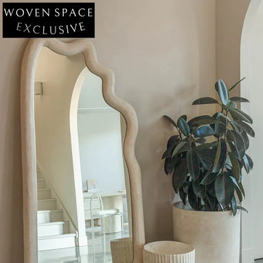 Modern Wave Full Length Standing Dressing Mirror with Plastic Frame